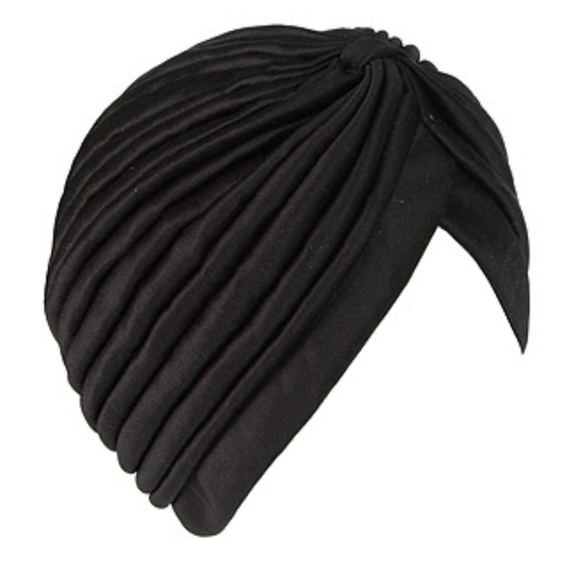 Unissex Black Front Knot Turban Head Wrap - Picture 1 of 7